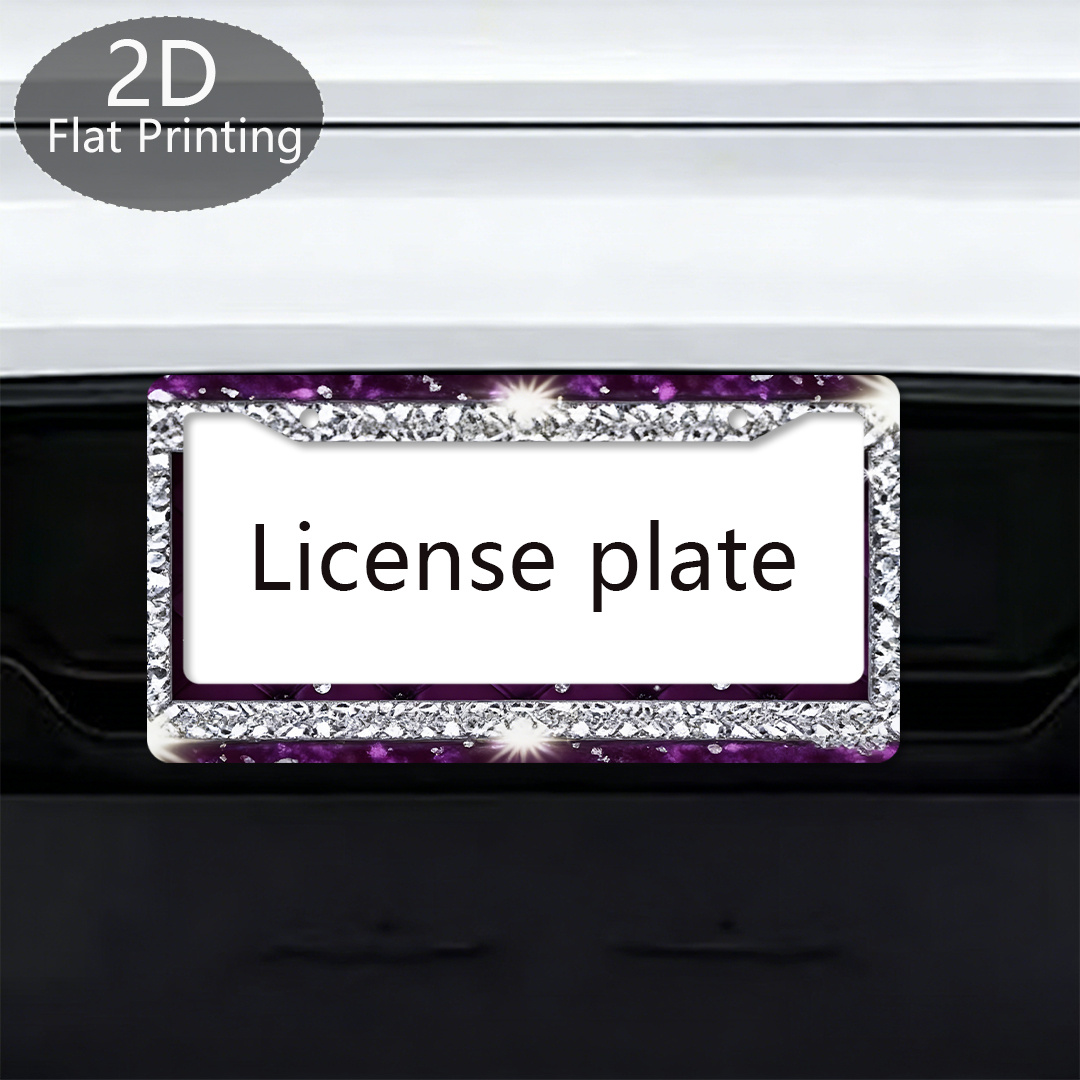 TEMU 2d Flat Is A Durable Aluminum License Plate Frame Measuring 6.3 X 12.2 Inches, Featuring A Purple Design. Perfect For Car Decoration And Vehicle