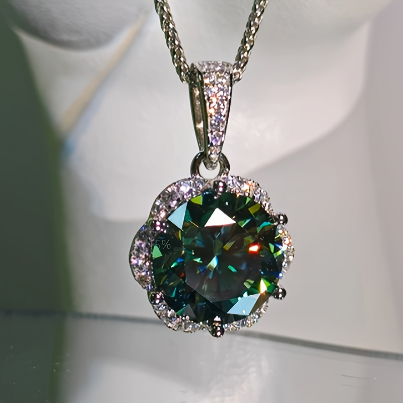 TEMU A 925 Silver 10 Carat Moissanite Pendant Necklace, Suitable For Men And Women, Perfect For Birthday Parties. This Is Jewelry Suitable As A Gift