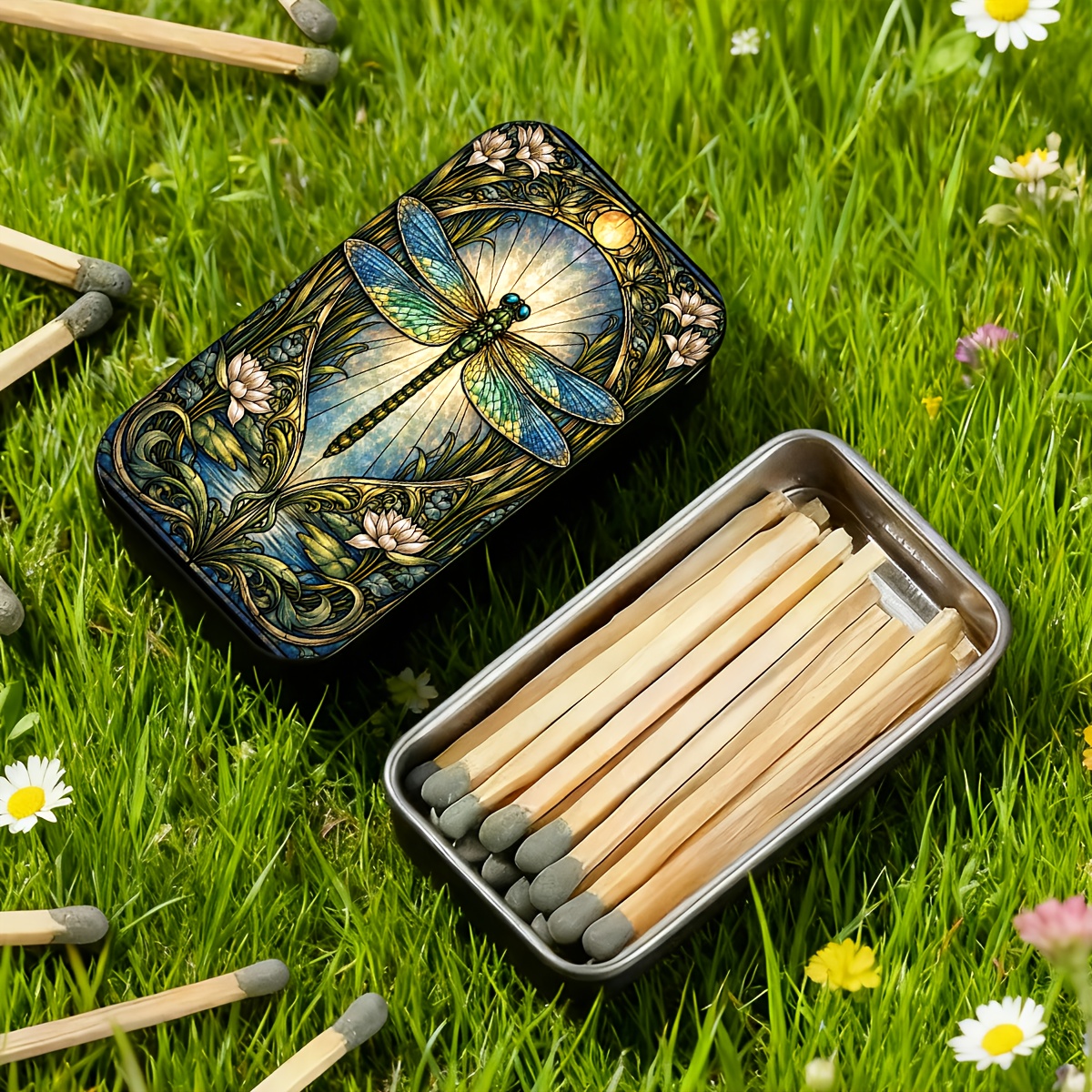 TEMU 1pc Fun Sliding Matchbox| Retro And Exquisite, Easy And Portable High-end Matchbox, Metal Storage Tin Box, Jewelry Box, Perfect For Easter,