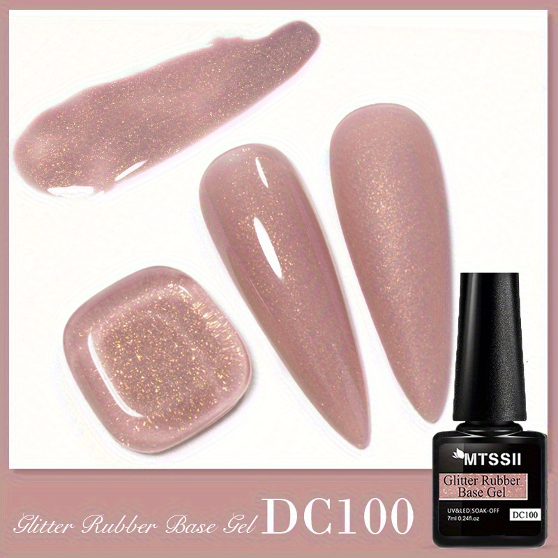 Image of 7ml Glitter Rubber , Golden Flake Rubber , Sparkling Sequins, Semi-permanent Soak Off Led Nail Art Glitter Building Gel Varnish, Nail Art Base