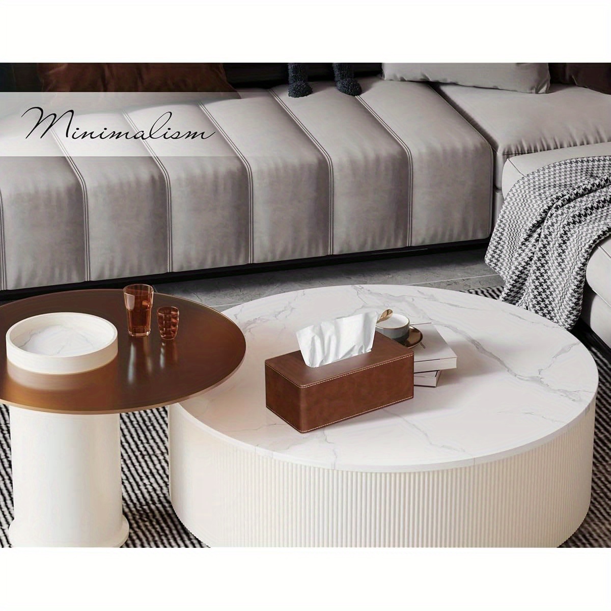 modern tissue box cover elegant bathroom living room decor fits standard facial tissues organizer dispenser holder for   office brown vanity accessory   smooth texture functional decor interior designers Product details 7