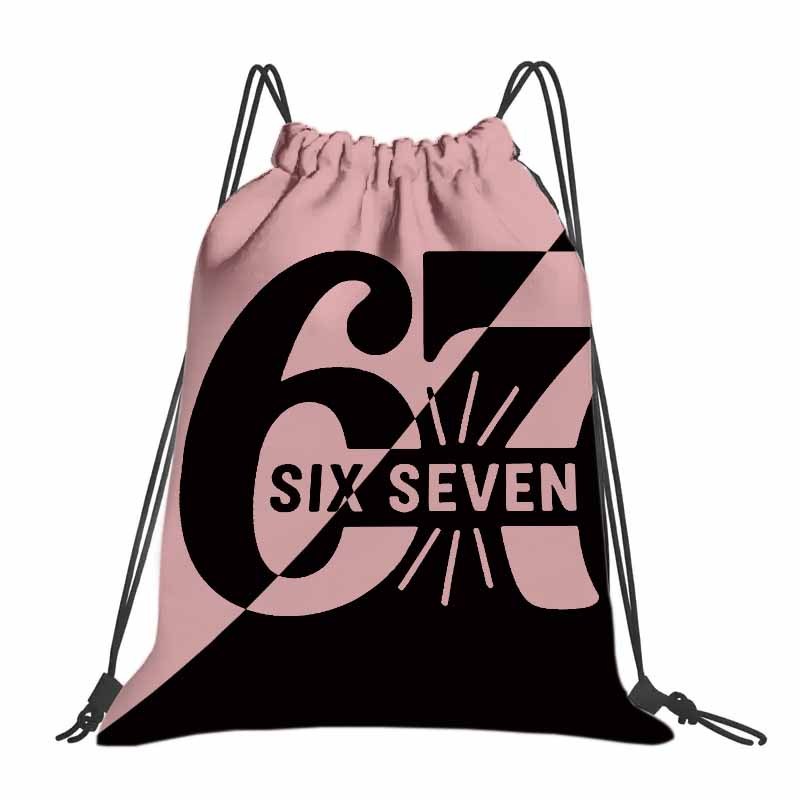 Image of 1pc Pink And Black Split Number 67 Graphic Print Backpack | Hard-wearing Oxford Softshell, Portable With Practical Pockets, Suitable For Gym, Yoga, Travel, Football, Gifts