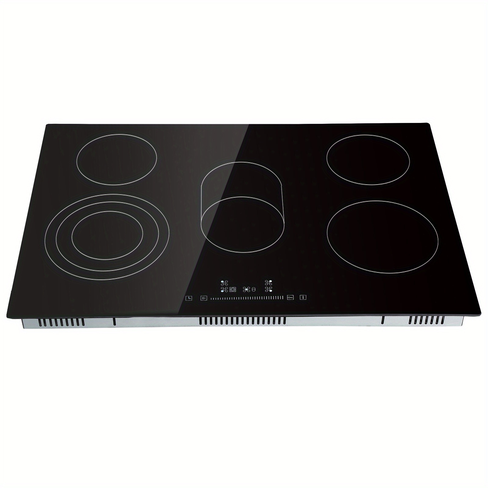 Happybuy Built-in Electric Stove Top, 30.3 X 20.5 Inch, 5 Burners, 240V Glass Radiant Cooktop with Touch Control, Timer & Child Lock, 9 Power Levels for Simmering & Frying