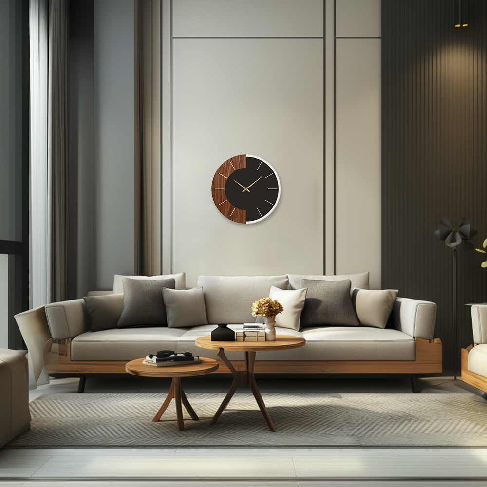 Artistic Silent Round Wall Clock Made of Wood, Battery-Operated, Perfect for Home Decoration in Sizes 14, 16, And 45.72 cm. Ideal for Enhancing The Decor of Kitchens, Living Rooms, Bedrooms, And Offices