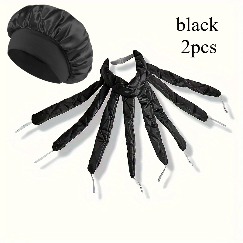 E-shop 2 Stück Haarwickel-Stirnband für langes Haar, Satin Wärme-freie Lockenstange mit verstellbarem Band, Übernacht-Lockenwickler ohne Hitze für