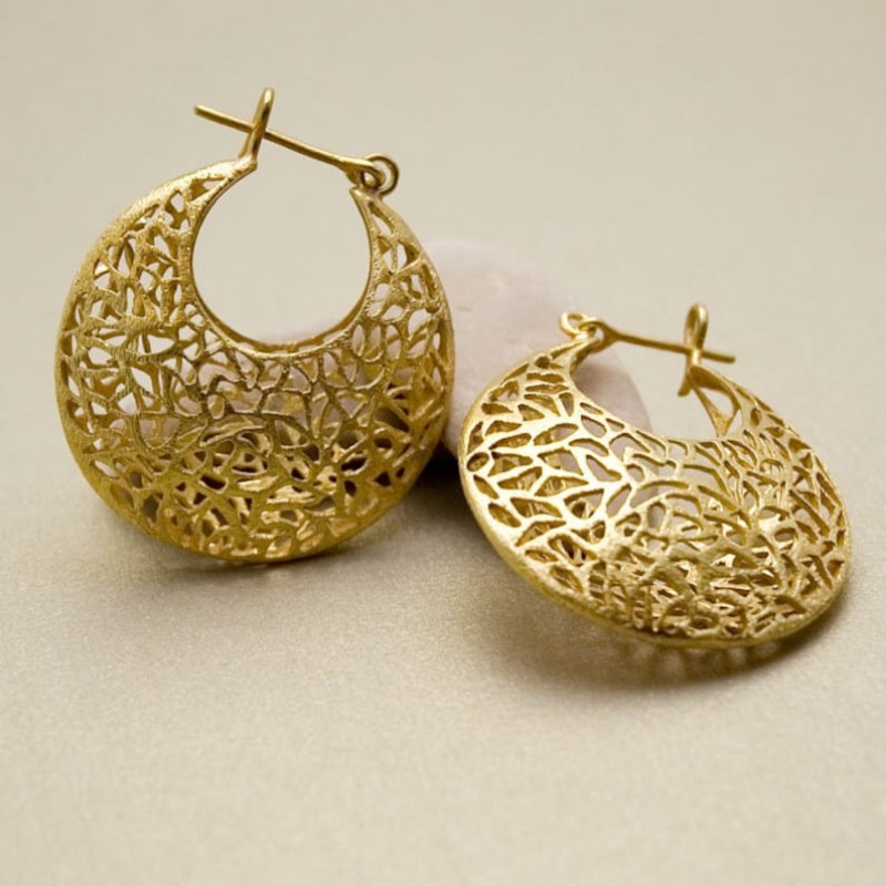 Women's Boho Large Filigree Hoop Earrings, Unique Design
