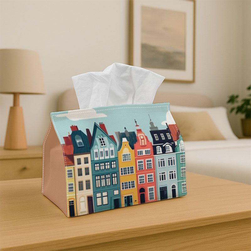 TEMU 1 pièce Boîte à mouchoirs décorative avec illustration moderne scandinave - pastel - , les fêtes, la voiture, et de bain - Porte-mouchoirs pour