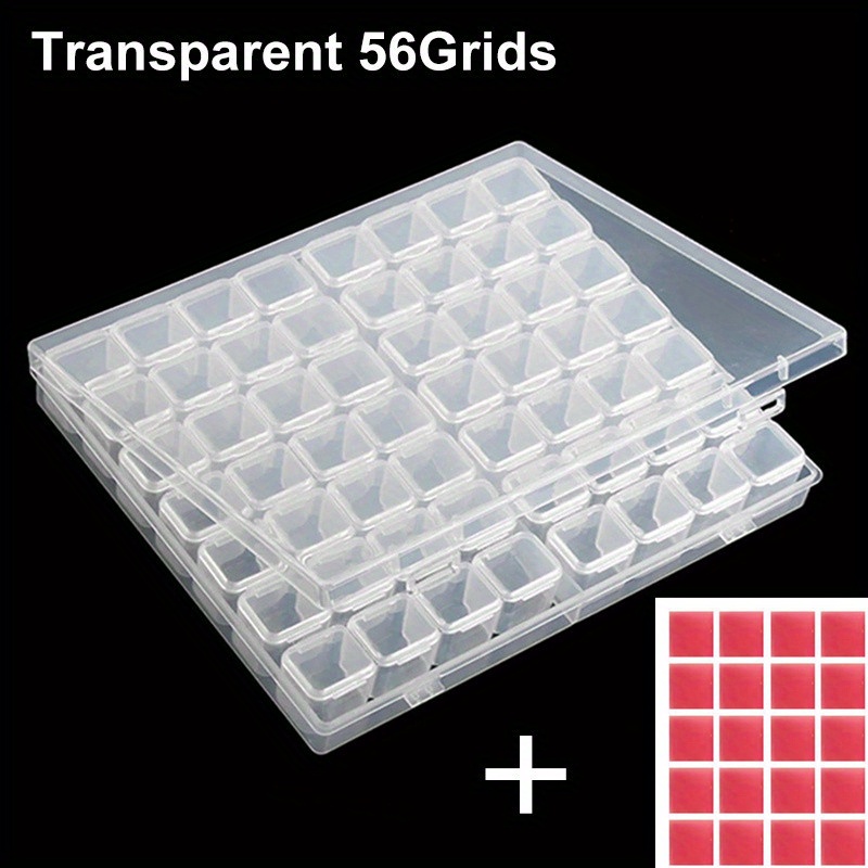 diamond painting zubehör, 56 gitter klare diamond painting aufbewahrungsbox für perlenaufbewahrung, und 20 stück roter maler kleber ton diamond stickerei wachs werkzeug set nähen, nageldiamanten, stickerei boxen organizer diamond painting werkzeuge und zubehör