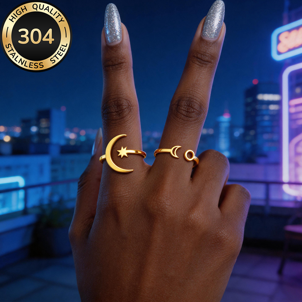 2pcs Golden Open Ring Set for Women