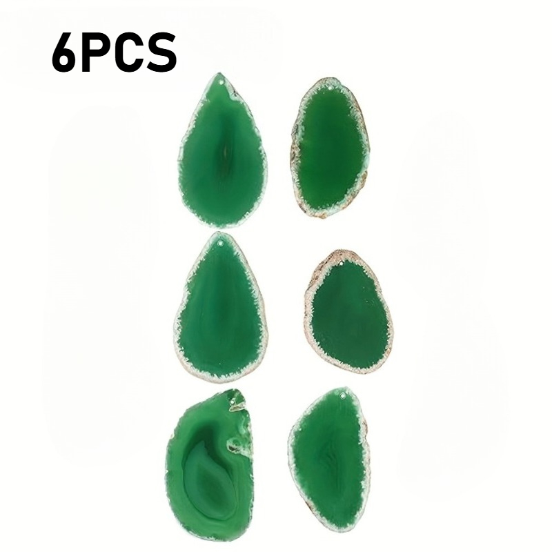 TEMU 6/8/10pcs Perforated Agate Slabs, Polished Worry , Decorative Gift Landscape Jewelry Making, Suitable For Making Gifts