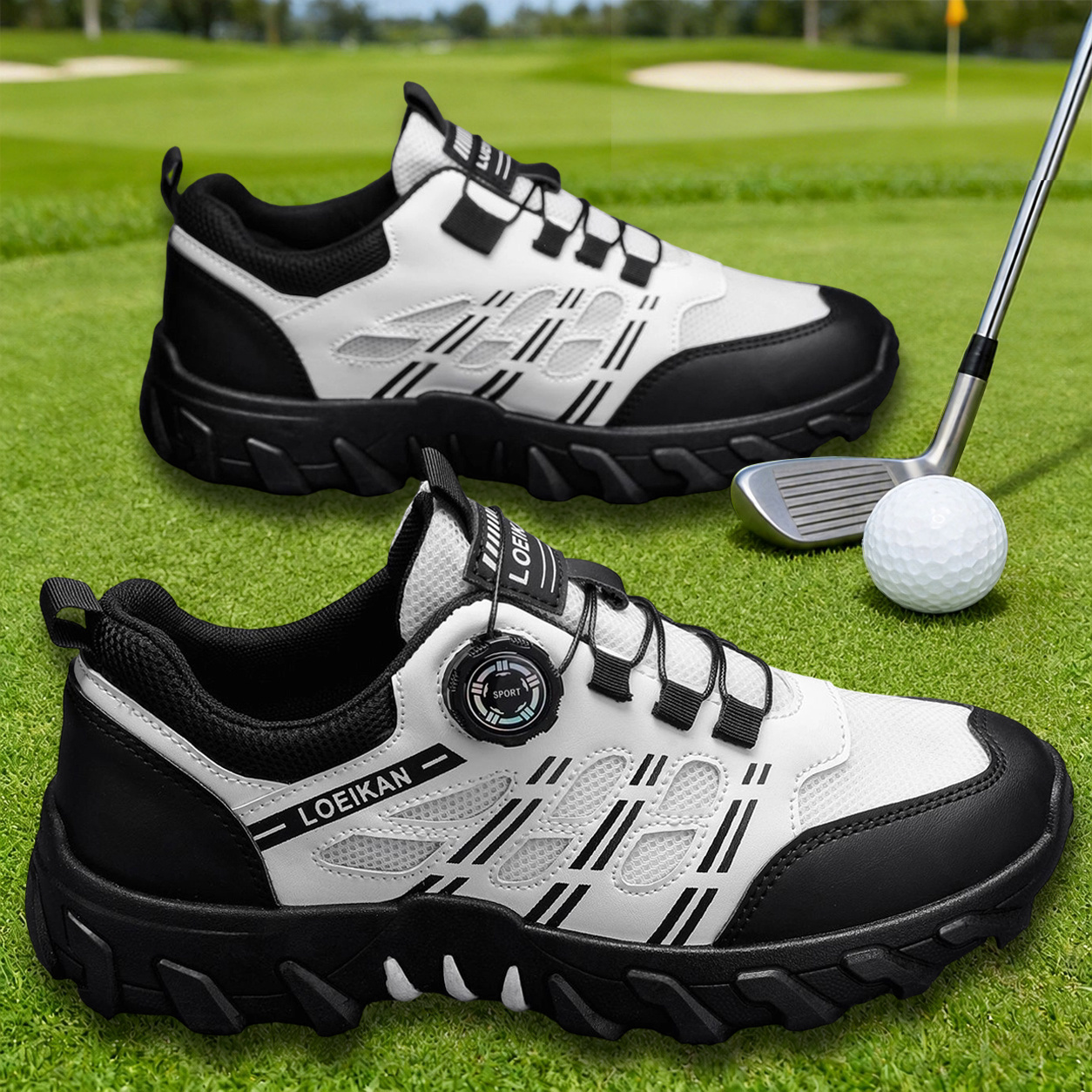TEMU Men's Golf Shoes: High-quality, Slip-resistant Sports Sneakers With Rotatable Buttons For !