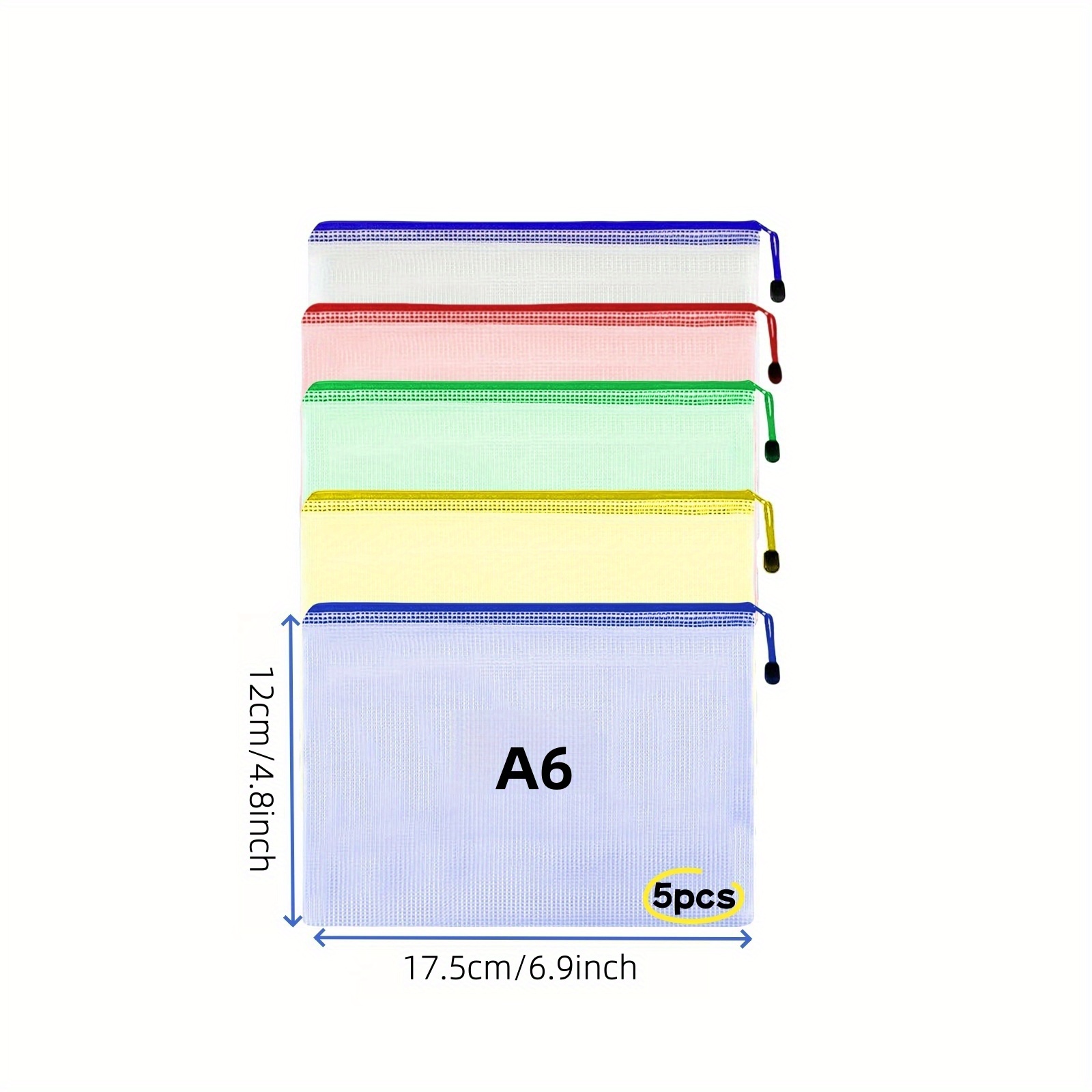 TEMU 5pcs/10pcs Mesh Zipper Pouches Docuement Bags - Options For Classroom Supplies, Travel Toiletries, Board Game Cards (assorted Sizes - Office &