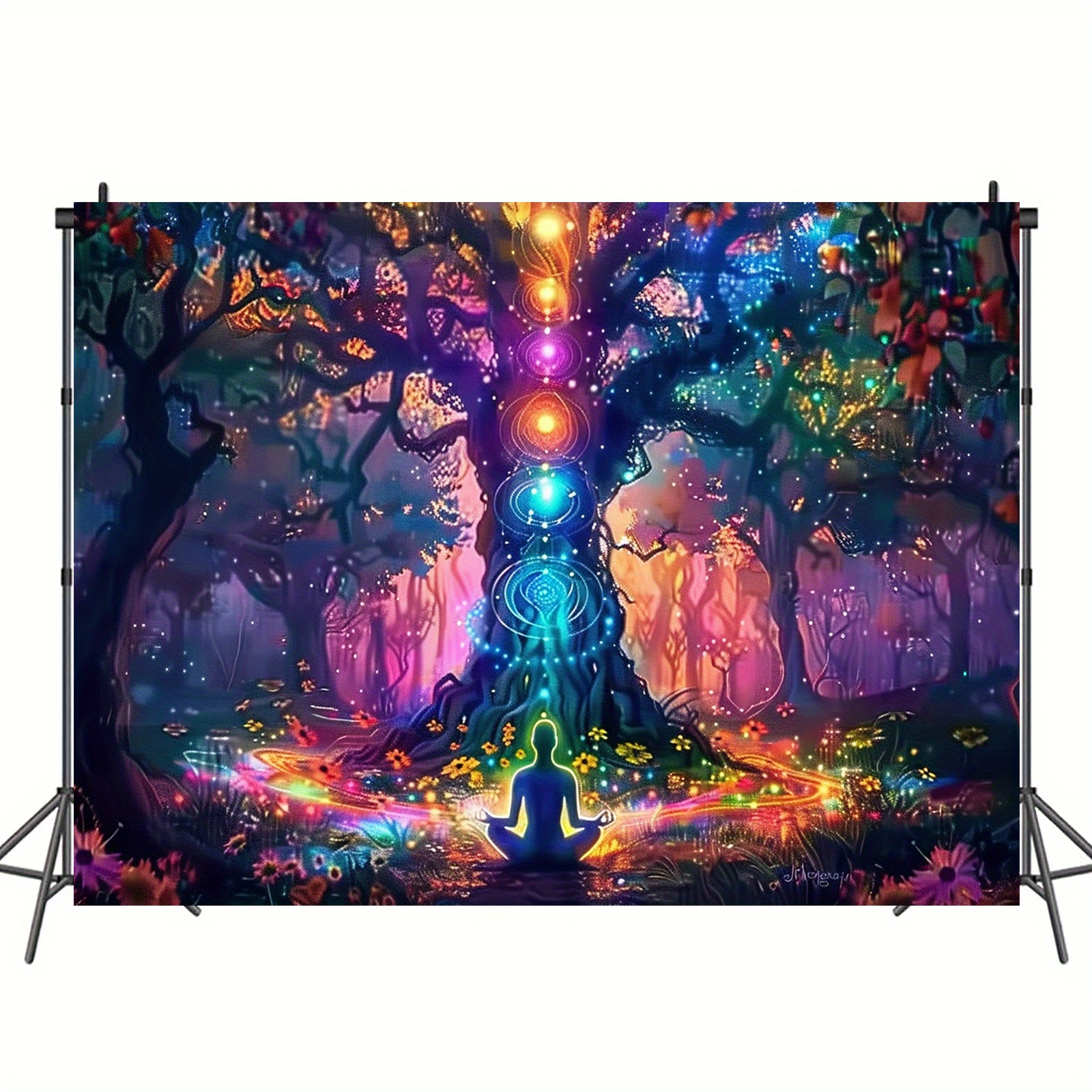 Tree Of Life Chakra Tapestry For Yoga Meditation Wall Decor_voghion.com