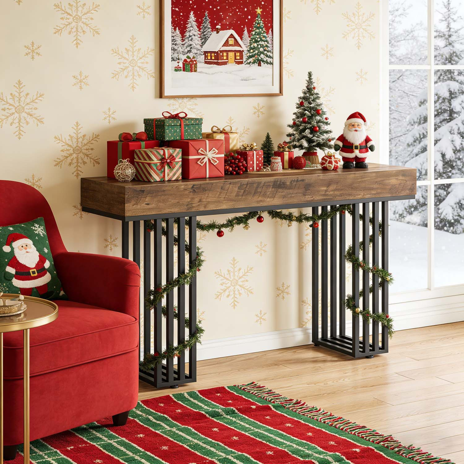 Industrial Console Inch For Entryway - Sturdy Metal Frame, Stylish Aesthetic, Multi-scene Application For Hallway Living Room Foyer