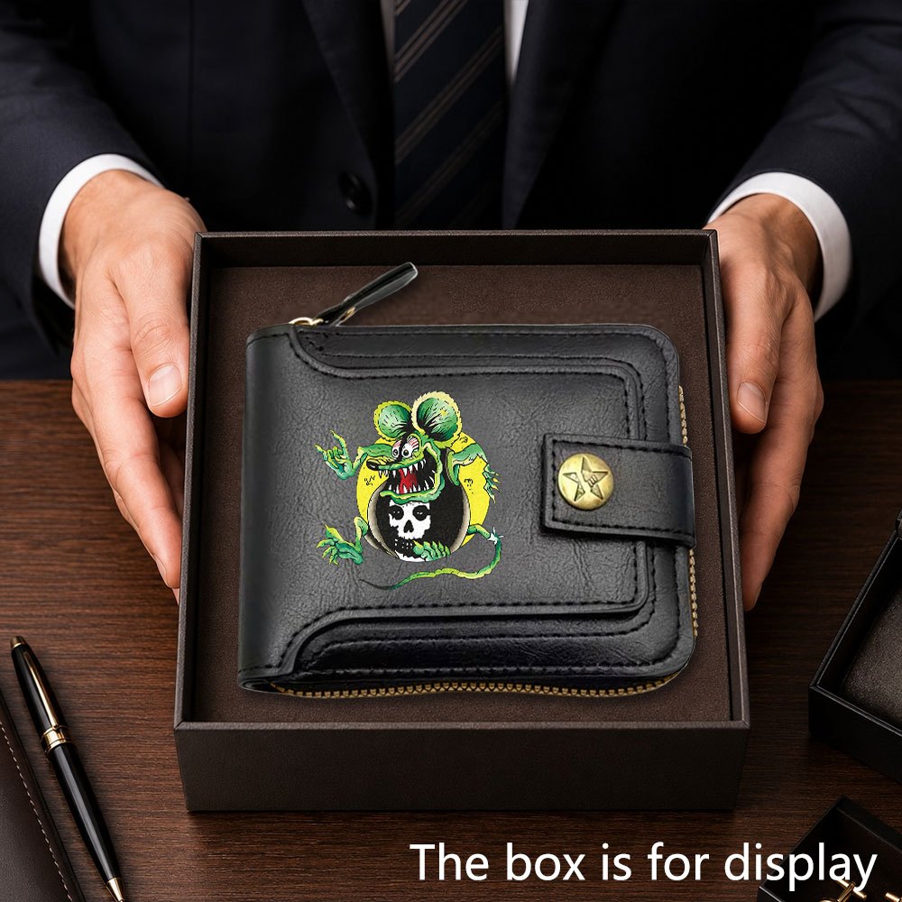TEMU Rat-fink Devil Men's Wallet, Convenient For Work And Commute, Coffee Running Gathering, Halloween, Christmas, And Birthday Gift, Zipper Design