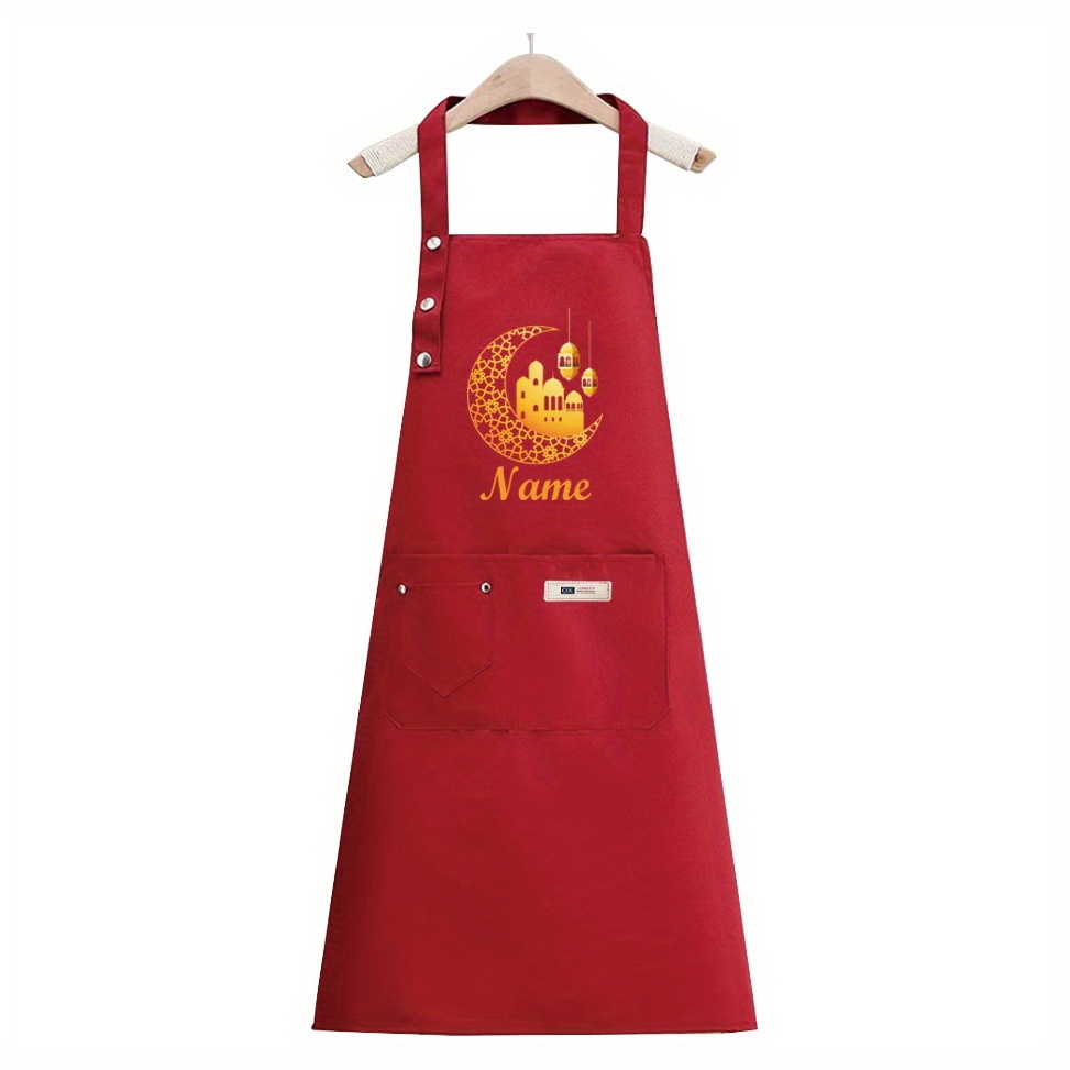 TEMU 1pc Of Custom Name Premium Thickened Apron - Sturdy, Comfortable, And Fashionable Kitchen Attire For Men And Women, Ideal For Household Chores,