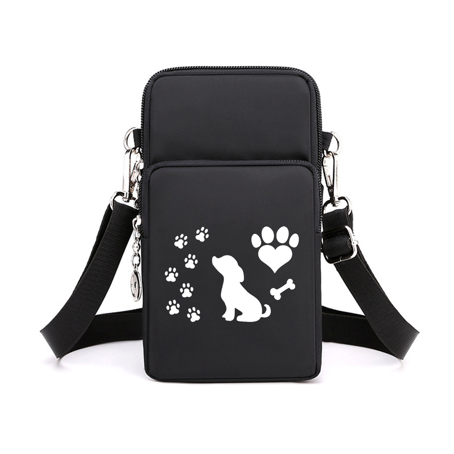 Dog Paw Print Crossbody Bag Compatible For Smartphones & Mini Storage - Adjustable Strap Pet-themed Purse With Multi-zipper Compartments, Cute Gift For & Men (dog Paw Pattern, Phone Bag)