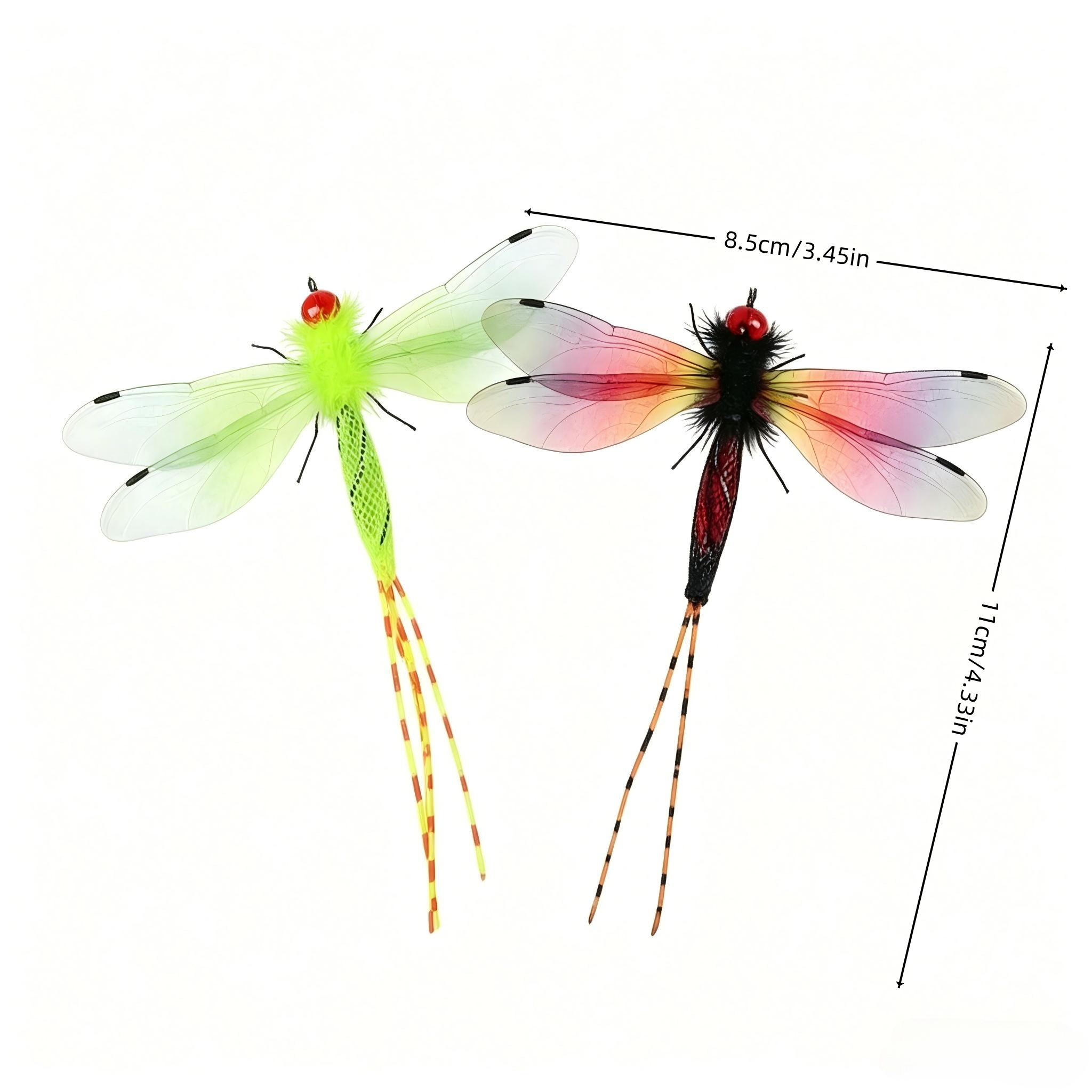 TEMU 2pcs Realistic Dragonfly Cat Wand Replacement Heads, Interactive Cat Toy Refill With Soft Wings & Tassel Tail, Boredom Relief Cat Teaser