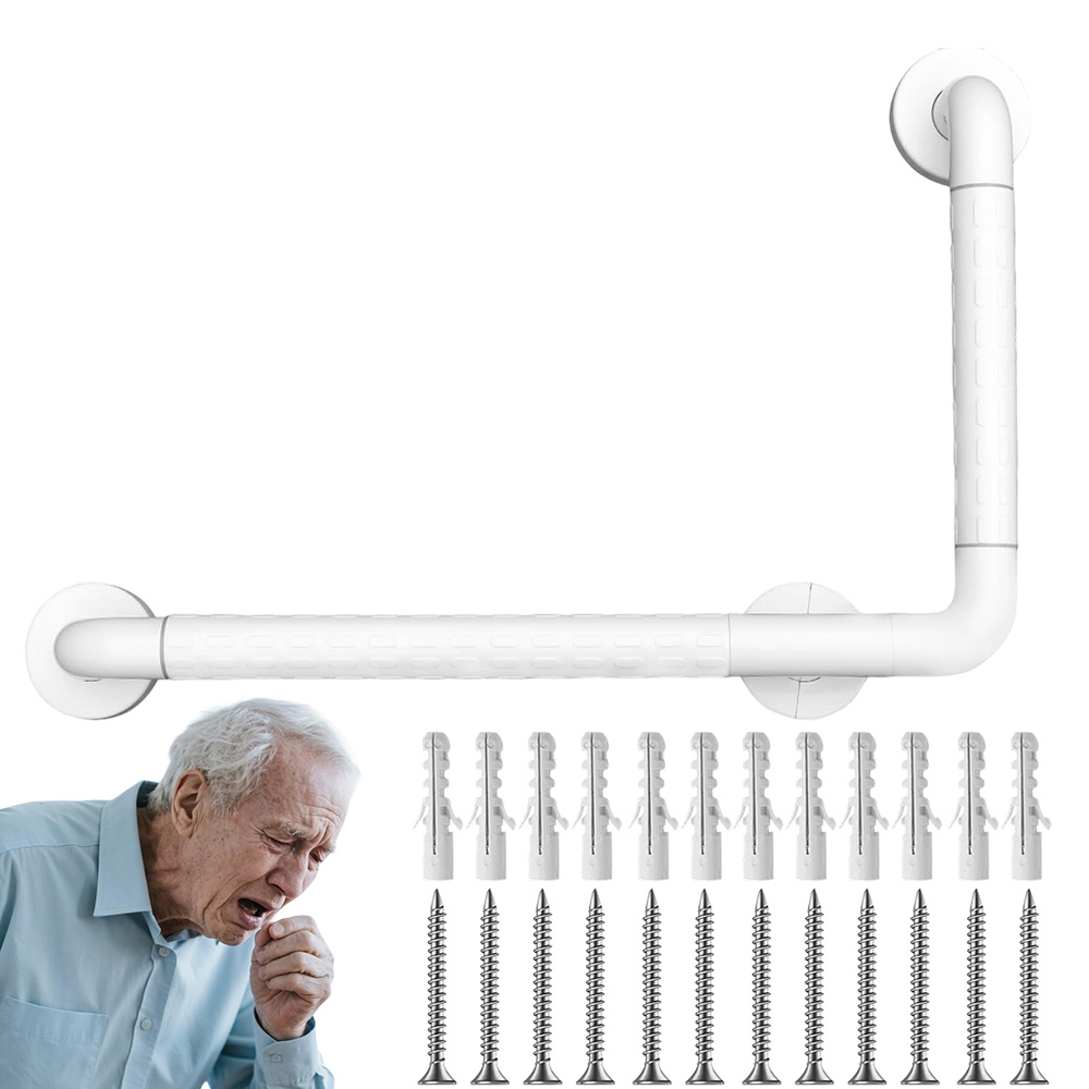 L Shaped Handrail Load Capacity Heavy Duty Safety Grab Bar 90 Degree Angle For Vertical Horizontal Support Bathroom Shower Toilet Stability Aid For Elderly Pregnant Women And Disabled