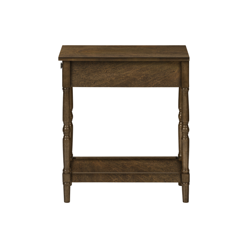 Accent Table 2 Tier End Side Table Nightstand Bedroom Narrow Lamp Storage Drawer Brown Veneer Traditional