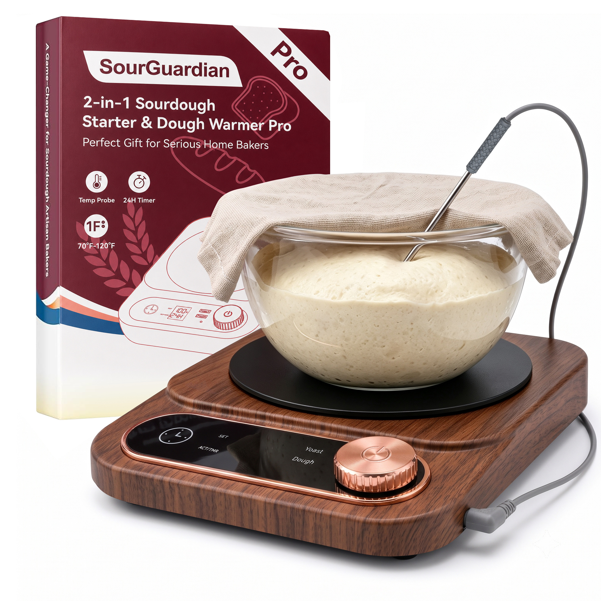 TEMU All--in-1 Sourdough And Warmer With Temperature Probe, Featuring Precise Temperature Control( 1°f ), -hour Timer, And Real-time Temperature