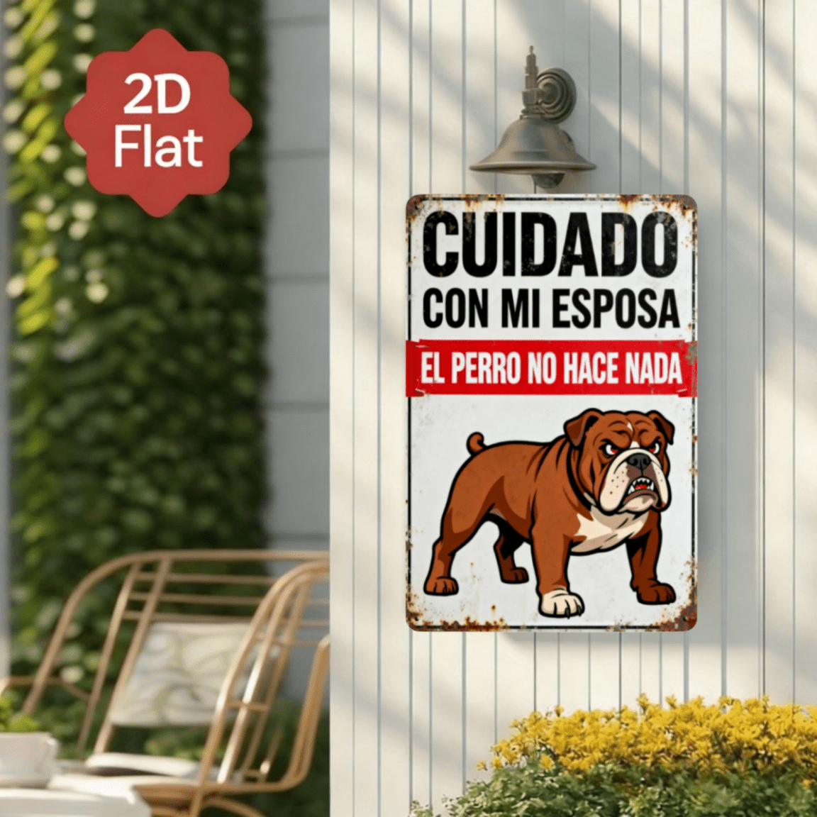 TEMU 2D, 2D - 1 pieza Letrero decorativo de madera "Español: Ten cuidado, mi . El perro no te hará daño" | para uso en interiores y exteriores, para