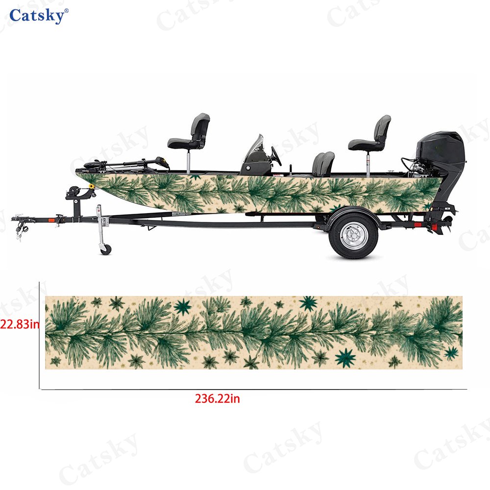 2pcs Fresh Pine Branch Pattern Durable Vinyl Boat Stickers