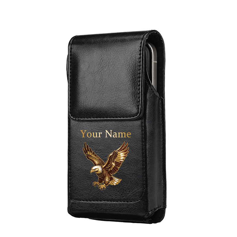 TEMU 1pc Men's Customized Name Design Waist Bag, Customized Men' Phone Storage Waist Bag With Golden Wing Eagle Pattern Print, Stylish And Practical