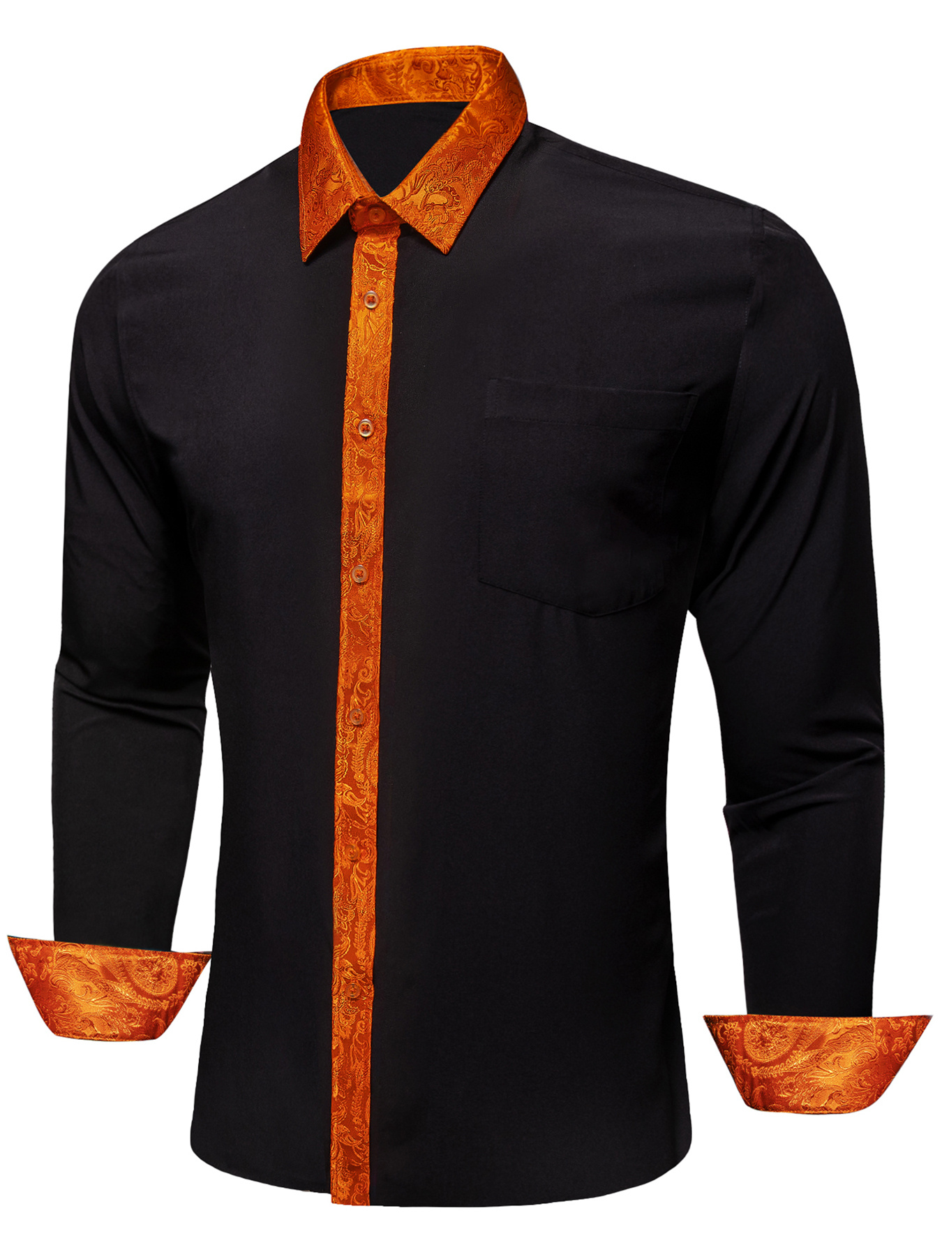 designer black mens shirt long sleeves male shirts floral - Temu