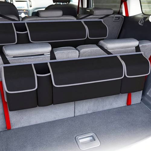 1pc Thick & Large Capacity Multi-Functional Organizer Bag, Rear Seat Storage Pouch - 4pcs Set, Travel Organization, Daily Essentials, Versatile Bag, Design, Durable Fabric, Construction, Car Organizer Bag, Travelers, Family Road Trips