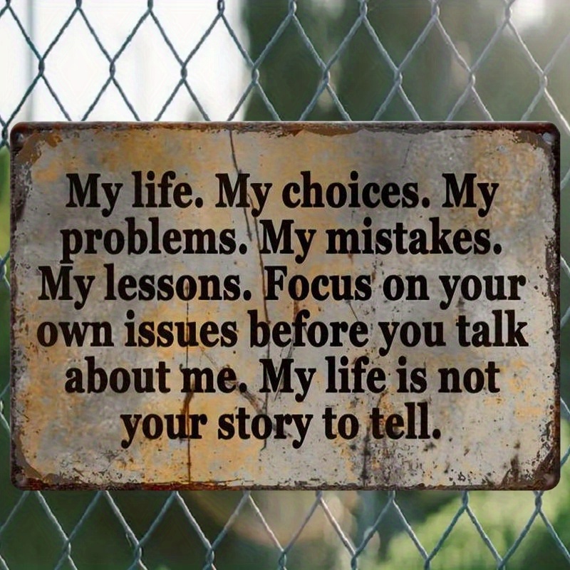 TEMU Vintage Wall Sign - 8 "x 12" Humorous Inspirational Art With "my Life, " Message - Rustic Wrought Iron Decor For Home, Bedroom, Patio And Garden