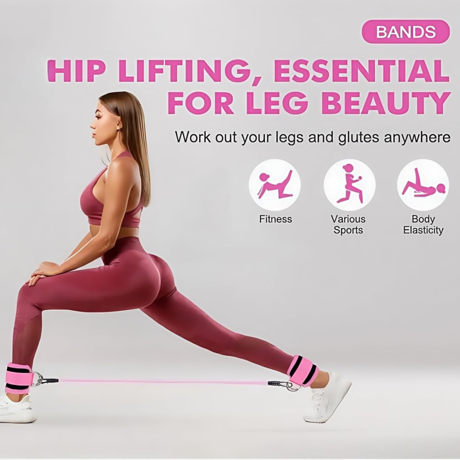 8pcs Yoga Resistance Bands Set for Leg and Hip Shaping, Multi-Level Tension Fitness Equipment with Ankle Straps