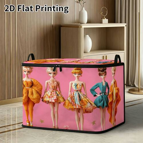 item picture 1pc fashionmodels vintage style colorful outfits storage fabric collapsible lid multipurpose basket organizer with handle for home bedroom