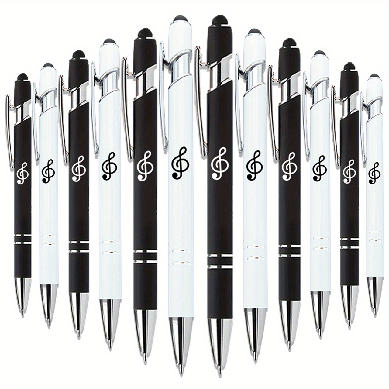 12pcs Music Note Ballpoint Pens. 2-in-1 Retractable Touch Screen Musical Note Ballpoint Pen With Stylus Tips Music Teacher Student Gift Party Favor. Perfect Gifts For . Christmas Gifts