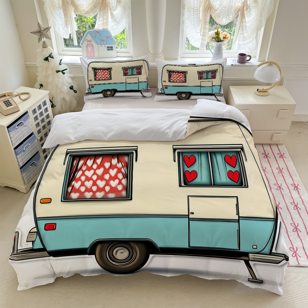 TEMU 3pcs Retro Bedding Set Blue And White Print (1duvet Cover   2pillowcase, Without Core) - Suitable For , Perfect For Bedrooms And Guest Rooms
