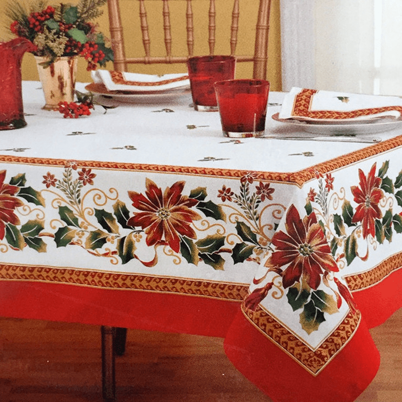 

Christmas Tablecloth - European , Polyester, Rectangular, For Parties & Dining Decor