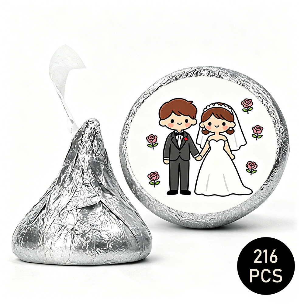 TEMU 216 autocollants ronds sur le thème du mariage, avec un design de couple et d'accentuations de roses, adaptés aux invitations, aux enveloppes et