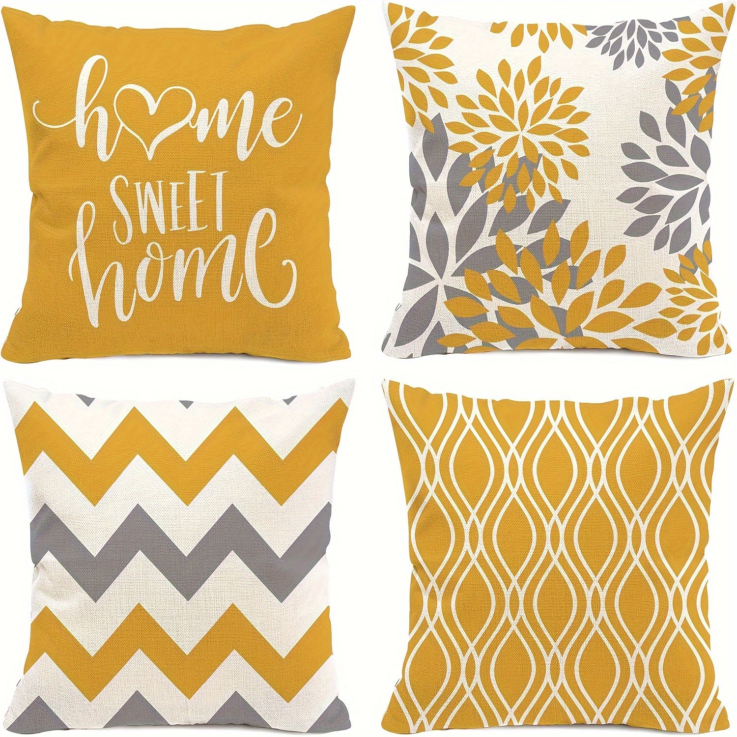TEMU 4 fundas de almohada de estilo moderno con estampado floral geométrico, suaves y cómodas, perfectas para , sofá, cama, dormitorio, habitación,