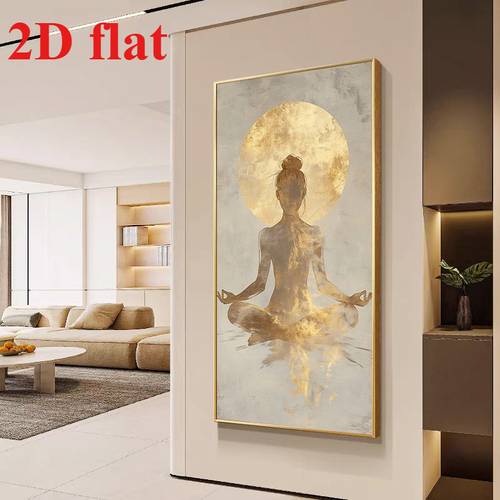 2d flat posters prints a frameless 2d large modern abstract meditation canvas art beige golden serenity meditation poster minimalist living room bedroom yoga room decoration 2d flat home decoration meditation space decoration frameless