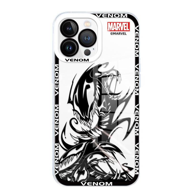 TEMU Phone Case - Venom Hand-painted Black And White Transparent Soft Case Anti-scratch Painted Lens Full Protection Anti-drop High-end Phone Case