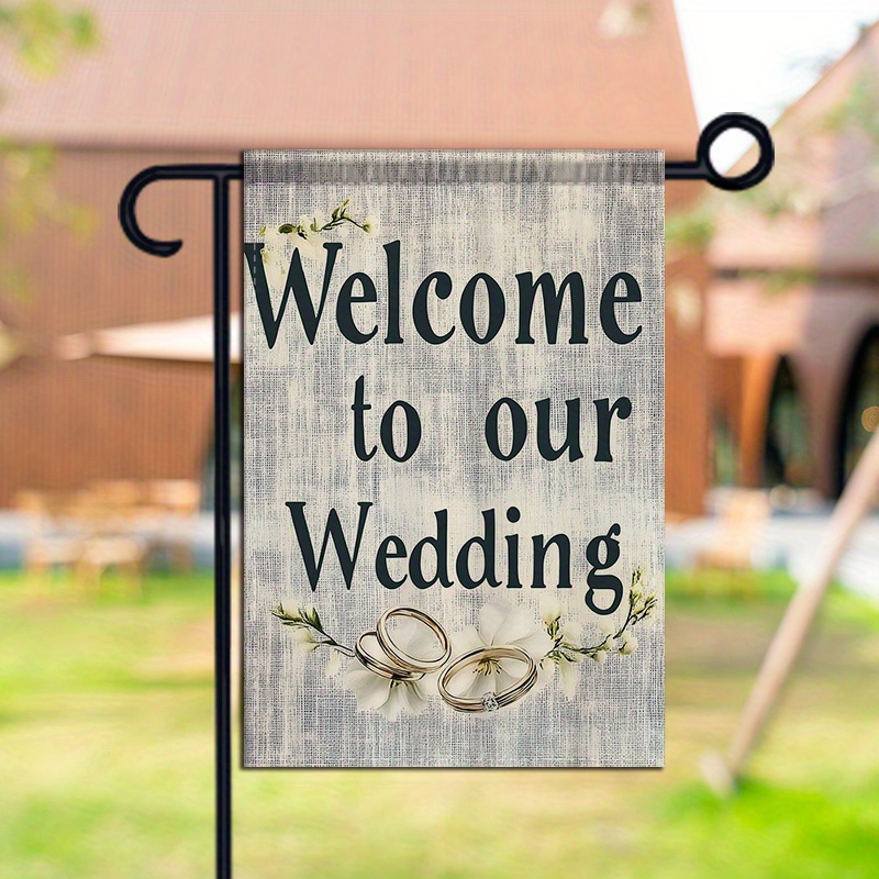 TEMU 1pc Double-sided Garden Decor Garden Flag Bands And Theme For Ceremonies And Receptions Enhancing Festive Ambiance Indoors And Out