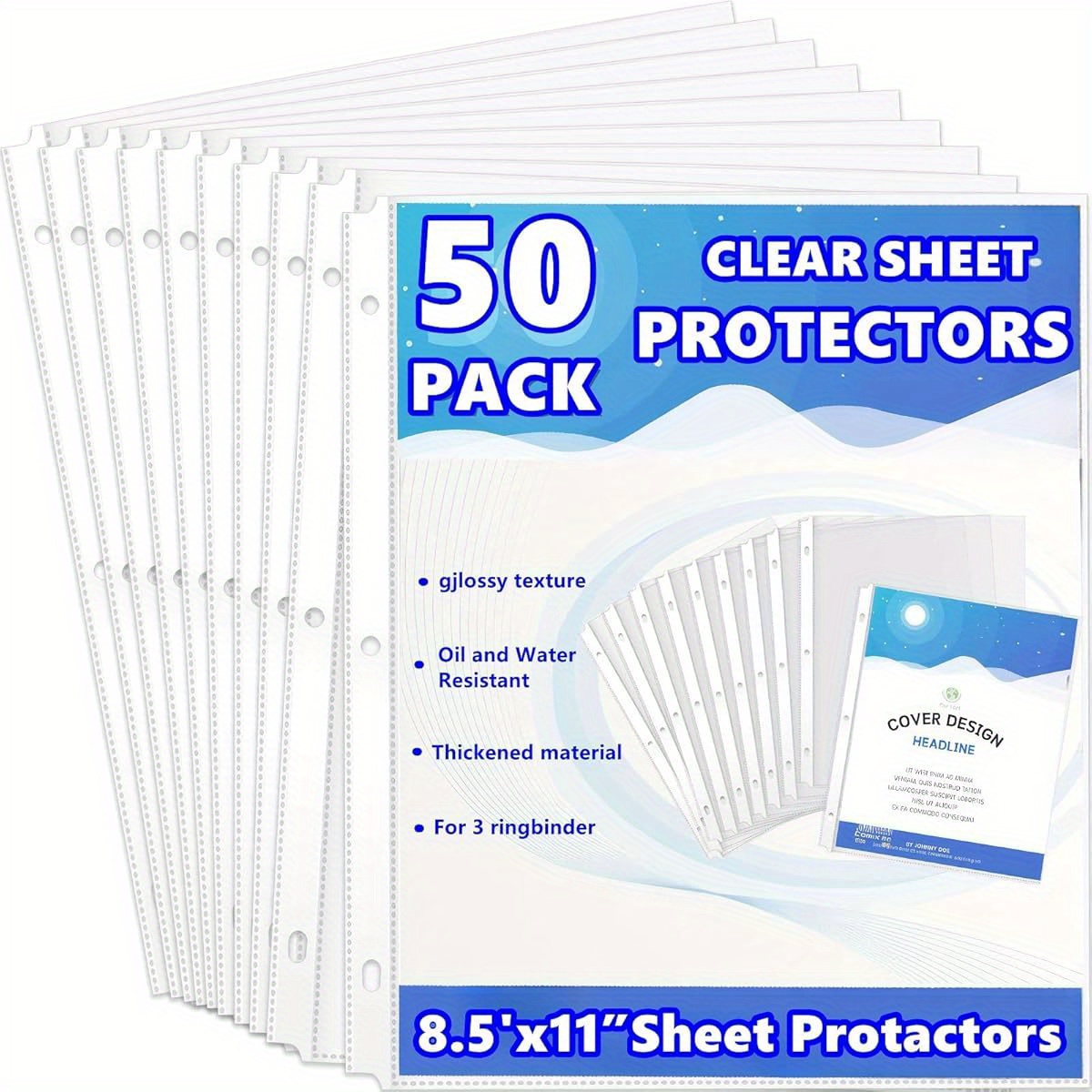 Ktrio Sheet Protectors 8.5 X 11 Inches Clear Page Protectors For 3 Ring Binder, Plastic Sleeves For Binders, Top Loading Paper Protector Letter Size, 50 Pack