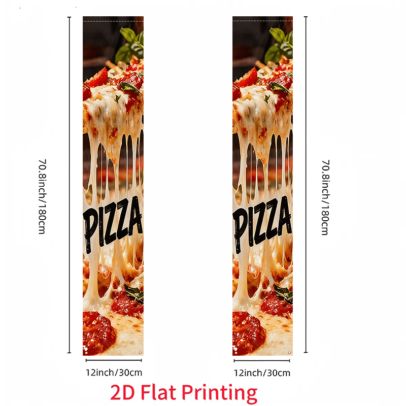 TEMU Bannière Rideau de Porte Plate 2D, 2 pièces, Décoration sur le Thème de avec de Pizza - Décor de Fête pour Restaurant Italien, Convient pour la