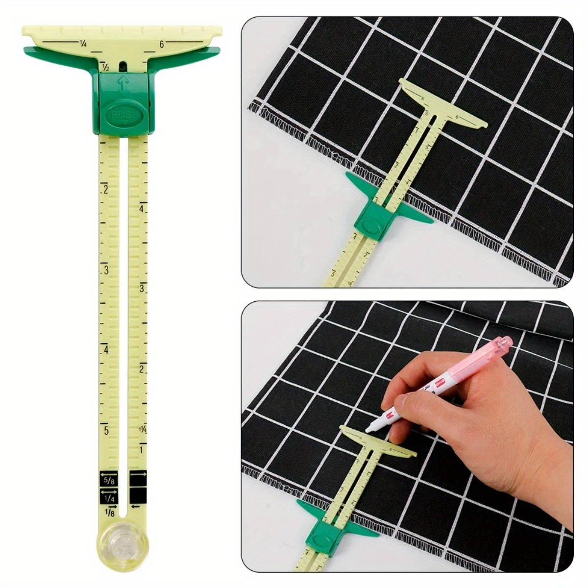 3pcs   fabric cutting ruler set   cutting and positioning ruler button edge distance parallel line sewing ruler aluminum plastic sliding caliper