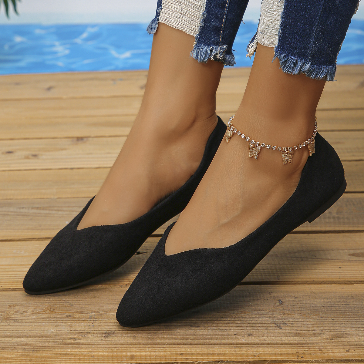 women's pointed toe slip flats soft comfortable versatile Temu