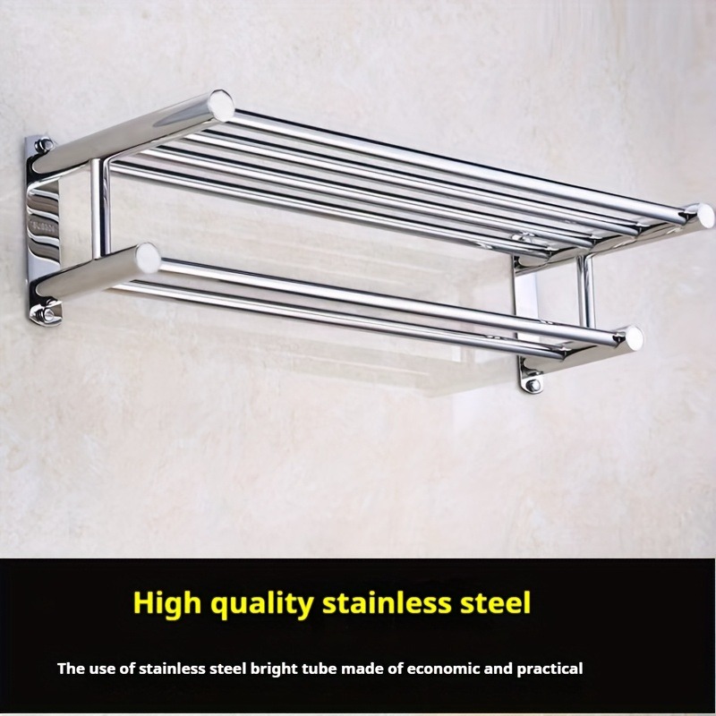TEMU Space- Towel Rack - Hotel-style Punch-free Wall-mounted Towel Bar, Suitable For Bathroom, Hotel And Home Decor, Bathroom Towel Rack, Towel Rack
