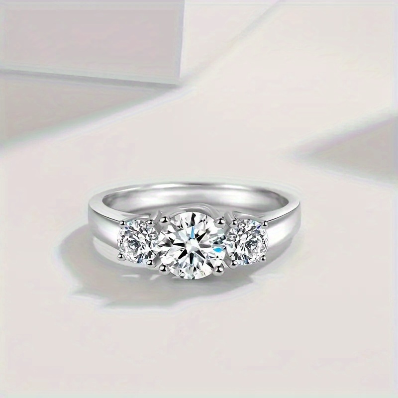925 Sterling Silver Moissanite Engagement Ring 2ct D VVS Round Cut Wedding Ring