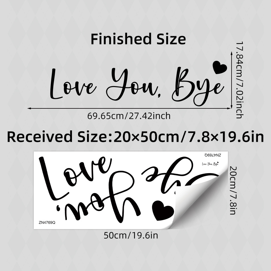 Image of A Single Sheet Featuring '' As A Minimalist Door Sticker, Designed With A Black Heart And Modern Calligraphy. This Removable Peel-and-stick Wall Art Is Perfect For The Entrance Of A Bedroom Or Home