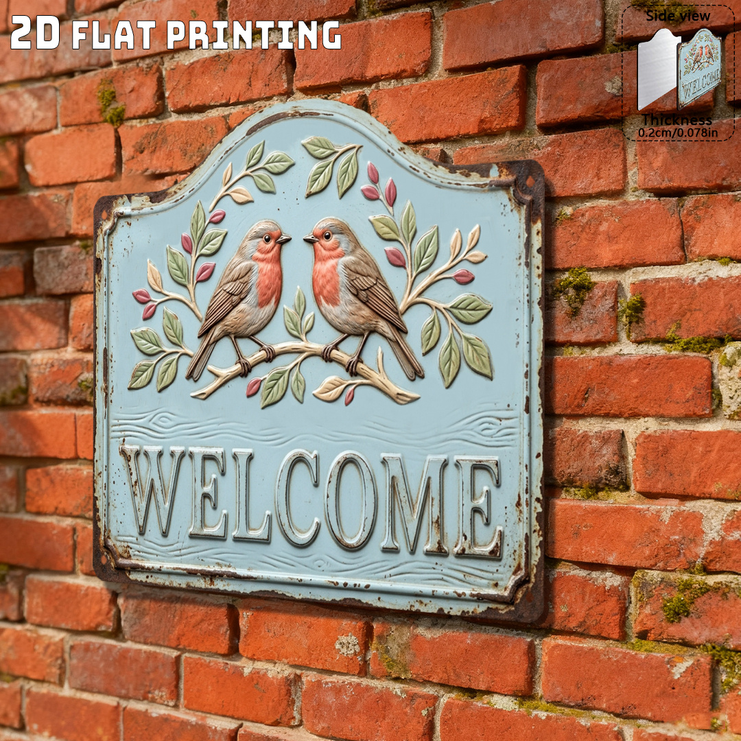 TEMU 【2d Flat】 [2d Flat] 1pc Vintage Distressed Acrylic Wall -themed Welcome Sign Acrylic Wall Art Distressed Rusty Texture, Decor, Gardening