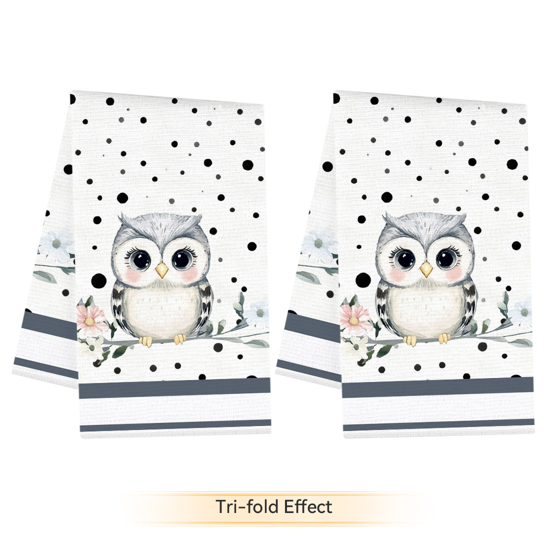 2pcs Kitchen Towels, Owl Pattern Microfiber Kitchen Towels, 40*60cm/15.7*23.6in, Dish Cloths For Kitchen, Suitable For Bathroom Decor, Holiday Gift